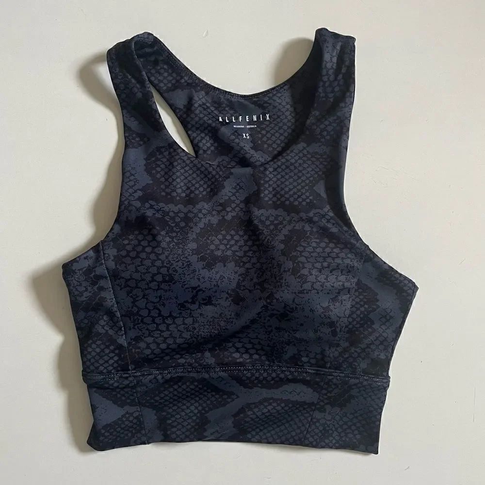 All Fenix Longline Python-Print Racerback Sports Bra XS - Picture 3 of 6